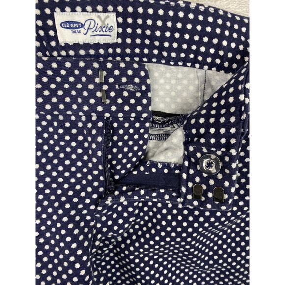 Old Navy Pants Womens Size 8 Blue White Polka Dot Print Pixie Mid Rise Stretch - Picture 11 of 11
